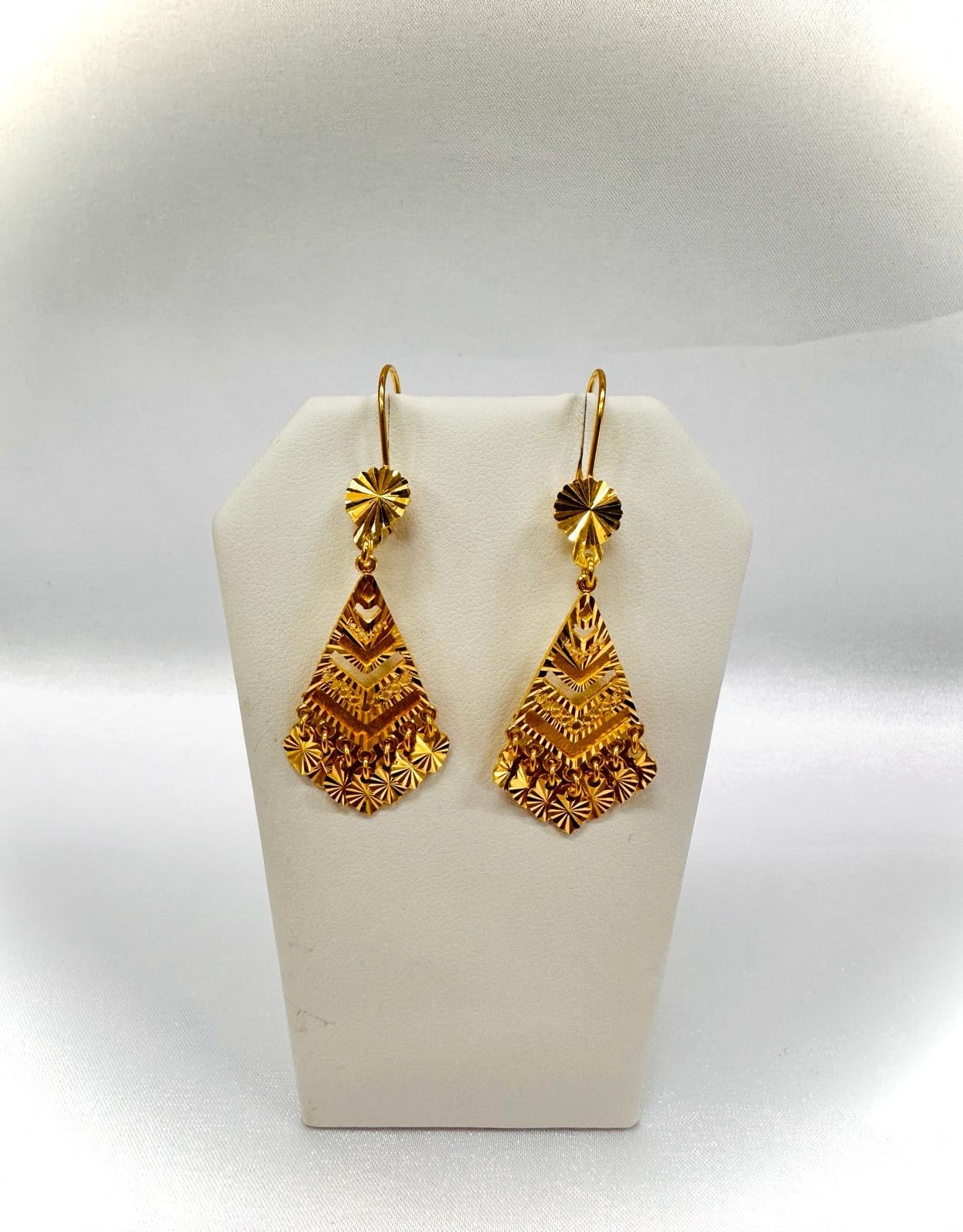 21K Gold Earrings -Weight: 6.70 grams