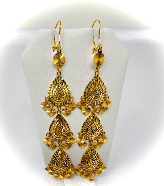 21K Gold Earrings -Weight: 16.90 grams