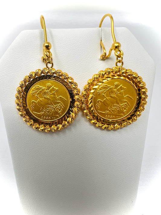 21K Gold Earrings -Weight: 12.10 grams