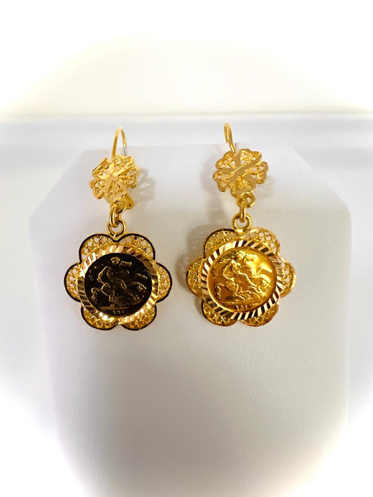 21K Gold Earrings -Weight: 8.20 grams