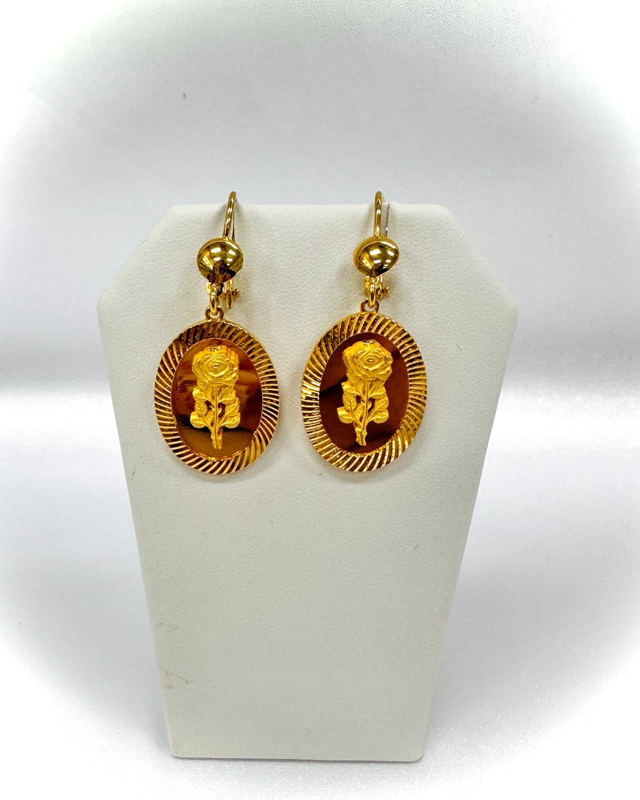 21K Gold Earrings -Weight: 10.7 grams