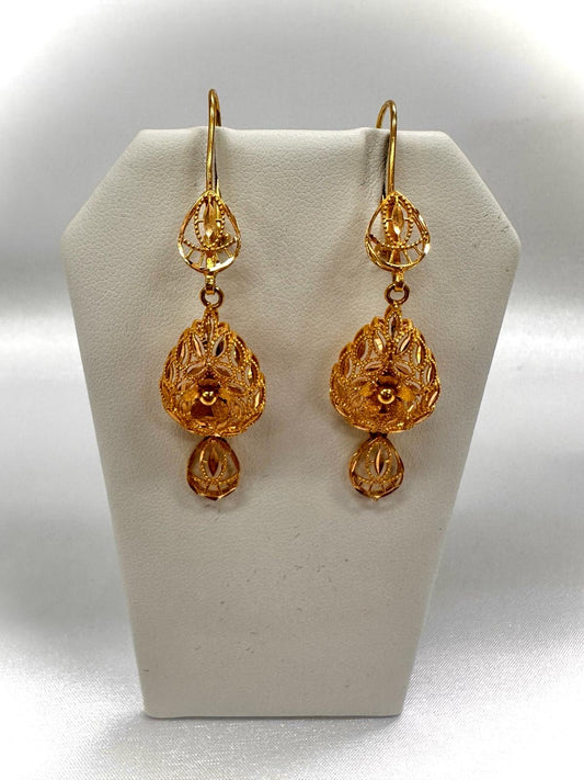 21K Gold Earrings -Weight: 6.70 grams