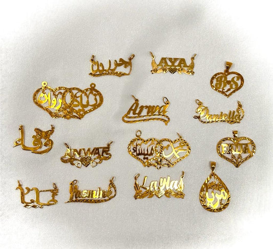 18k- Custom nameplate necklaces crafted exclusively by order