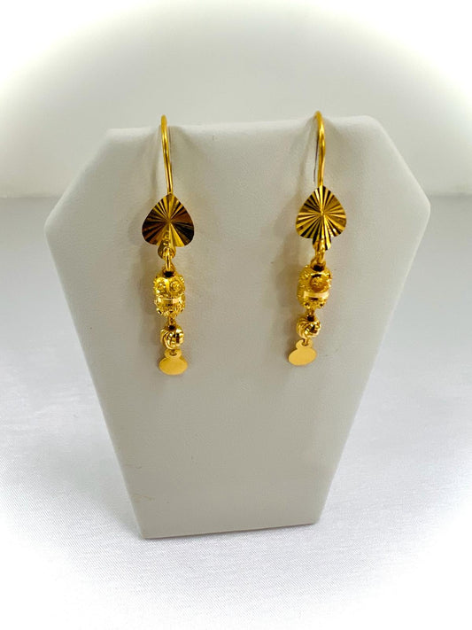 21K Gold Earrings -Weight: 3.40 grams