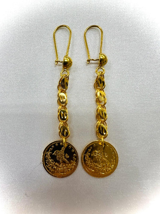 21K Gold Earrings -Weight: 4.90 grams