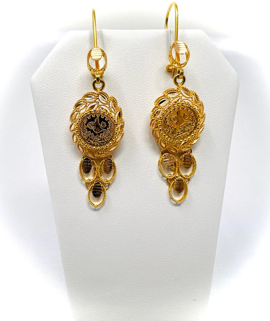 21K Gold Earrings -Weight: 7.8 grams